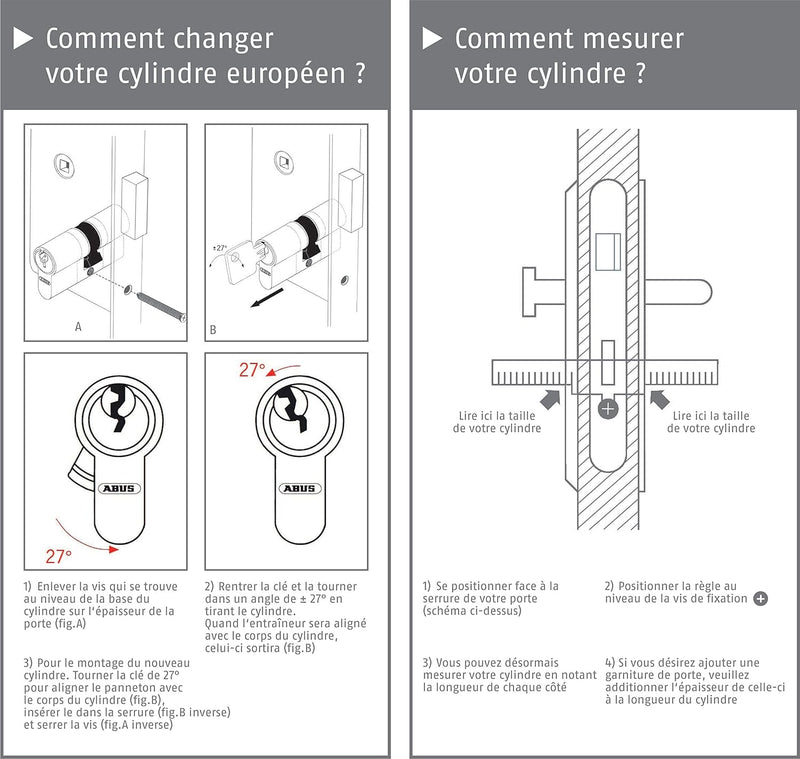 ABUS Türzylinder D6N - Schliesszylinder für Wohnungstüren, vernickelt, 40x70 mm - 10577 40x70 mm Ver