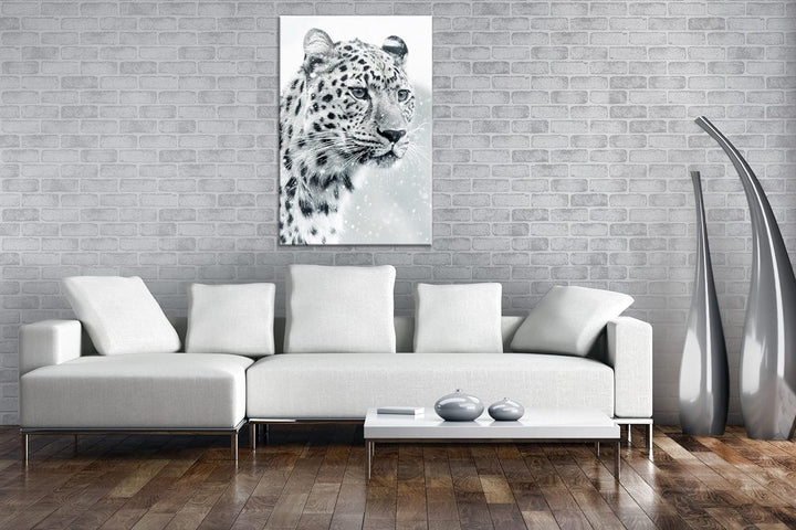deyoli lauernder Leopard Format: 60x40 als Leinwand, Motiv fertig gerahmt auf Echtholzrahmen, Hochwe