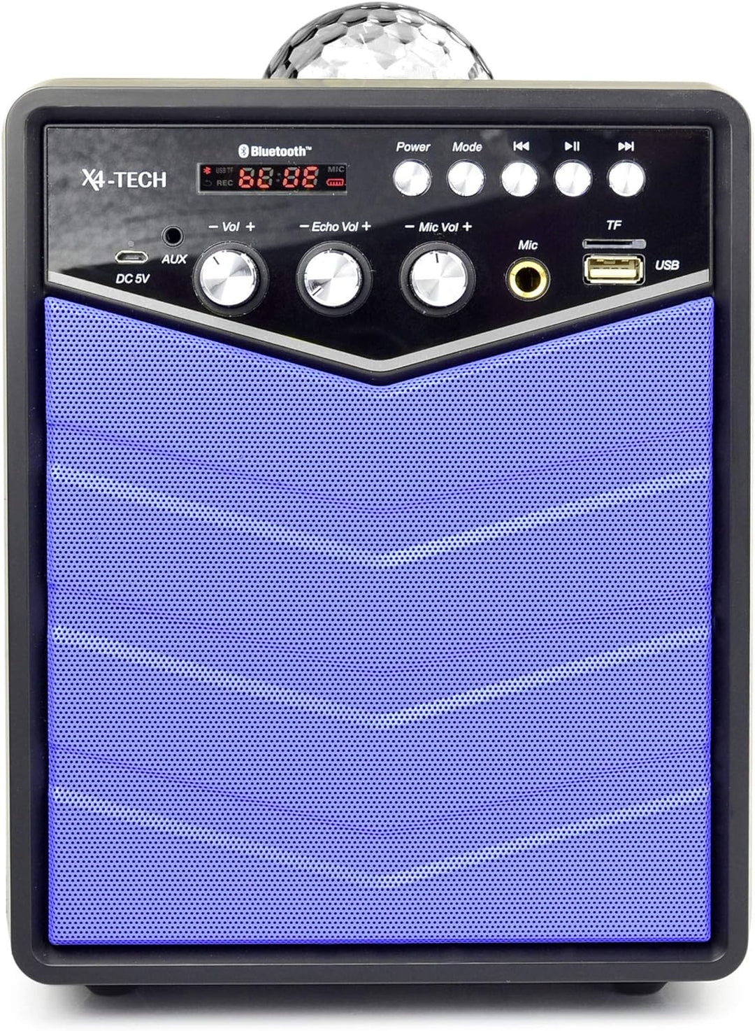 X4-TECH Rockstar – Tragbarer Bluetooth Lautsprecher - Mobile Soundanlage - Karaoke Anlage Party Disc