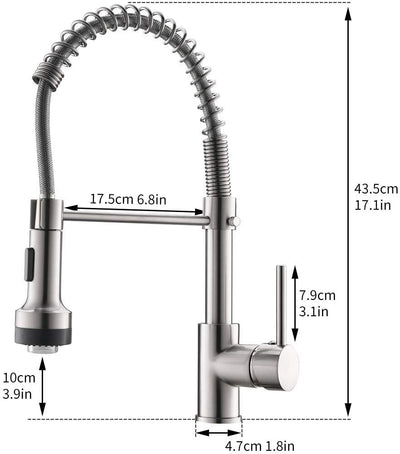 TIMACO LED Küchenarmatur mit Spiralfeder,Wasserhahn Küchen 360°Schwenkbare Spültischarmaturen,Brause