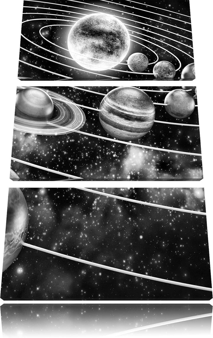 Pixxprint Sonnensystem mit unseren Planeten als Leinwandbild/Grösse: 3 Teilig (120x80 cm) cm/Wandbil