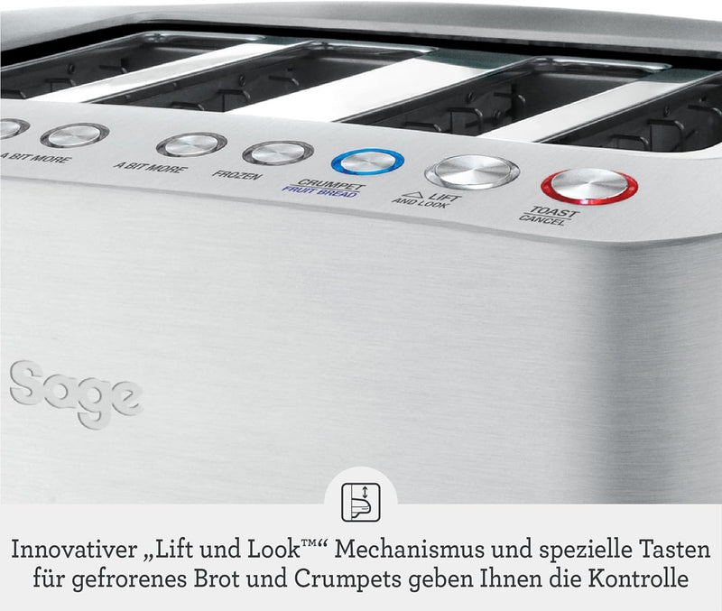 Sage - The Smart Toast 4-Slice Toaster, Gebürstetes Aluminium