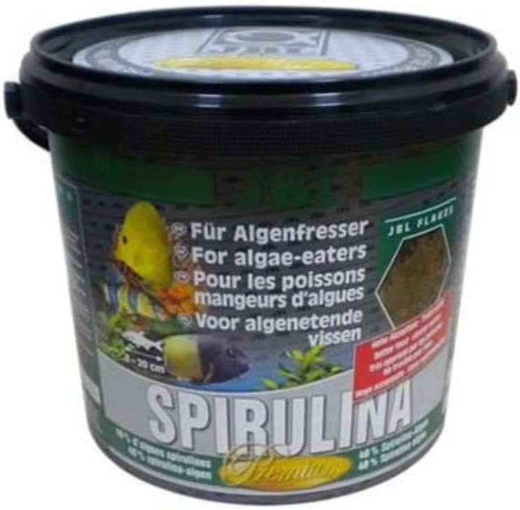 JBL Spirulina 30003 Premium Alleinfutter für algenfressende Aquarienfische, Flocken 5,5 l Spirulina