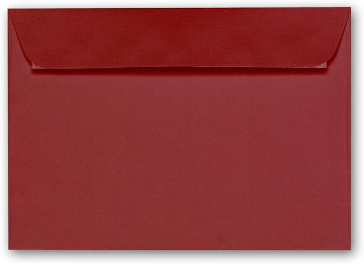 ARTOZ 100x Briefumschläge DIN C6 Weinrot (Rot) - 16,2 x 11,4 cm - haftklebend - gerippte Kuverts ohn