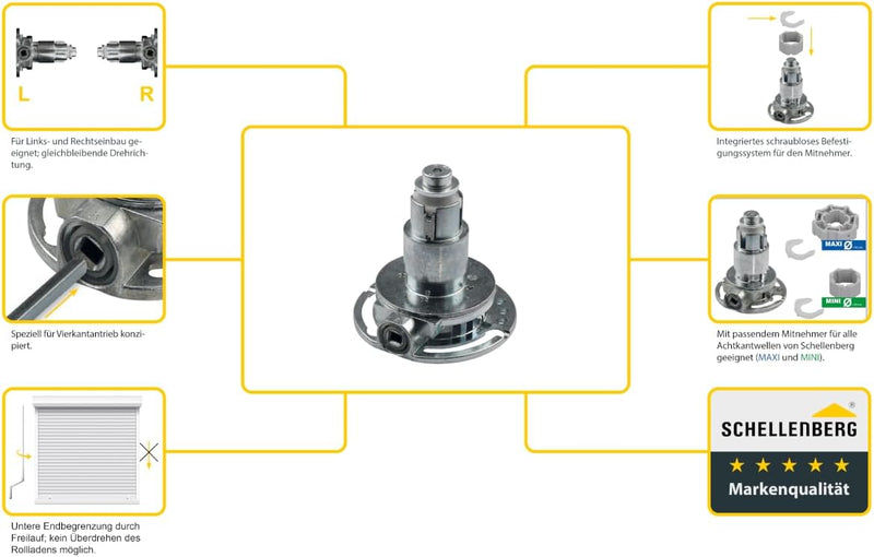 Schellenberg 11117 Kegelradgetriebe für Rolläden bis max. 27 kg, Übersetzungsverhältnis 3,6:1 Überse