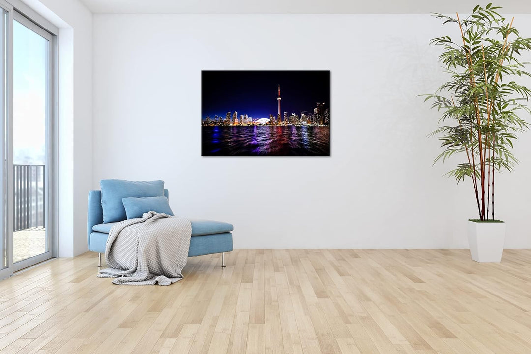 deyoli farbenfrohe Küste von Toronto Format: 80x60 als Leinwand, Motiv fertig gerahmt auf Echtholzra