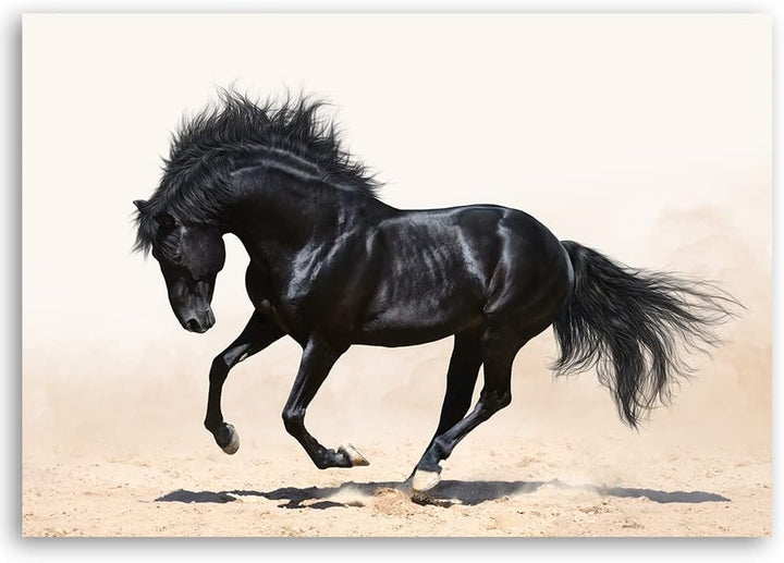 Feeby Vlies Leinwandbild Pferd Hengst Stute Laufen 90x60 cm Druckbild Wandbild Wanddekoration Deko W