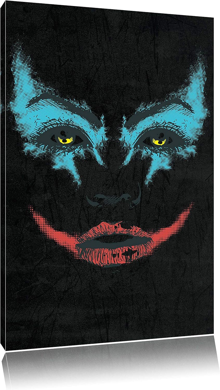 Dark The joker black Bild auf Leinwand, XXL riesige Bilder fertig gerahmt mit Keilrahmen, Kunstdruck