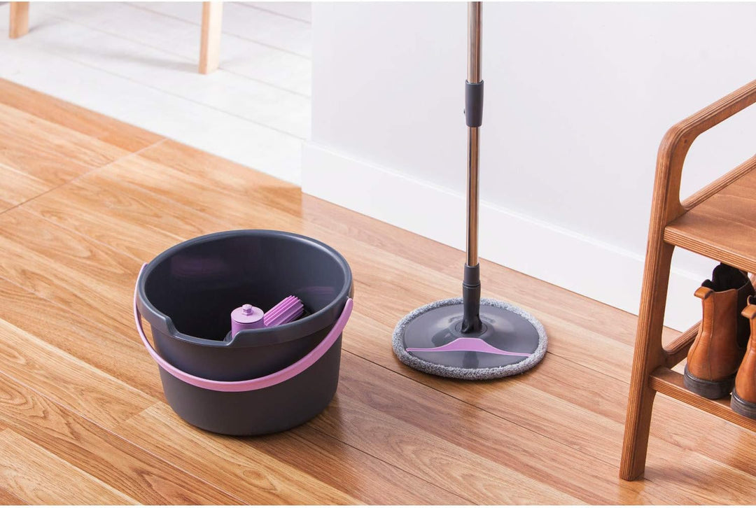 York Prestige York Drehmopp ROLL&UP Klappplatte mit Klet | grau und rosa | Wischmopp, Wischmopp