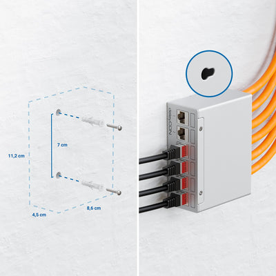 deleyCON 6 Port Patchpanel Set Patchfeld Verteilerfeld 1 HE + 6x RJ45 Keystone Jack Modul STP CAT6a