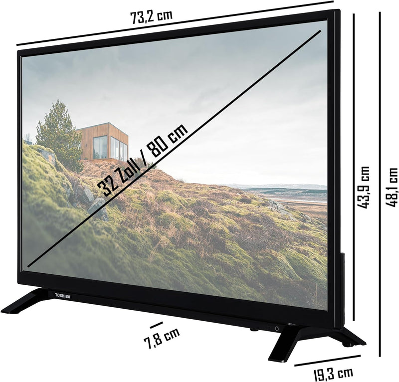 TOSHIBA 32W2263DG 32 Zoll Fernseher/Smart TV (HD Ready, HDR, Netflix/Prime Video, Triple-Tuner, Dolb