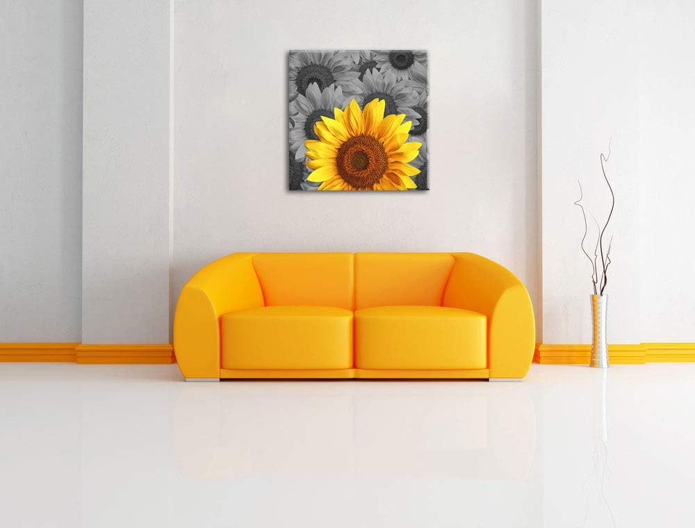 Pixxprint schöne Sonnenblumen als Leinwandbild | Grösse: 70x70 cm | Wandbild | Kunstdruck | fertig b