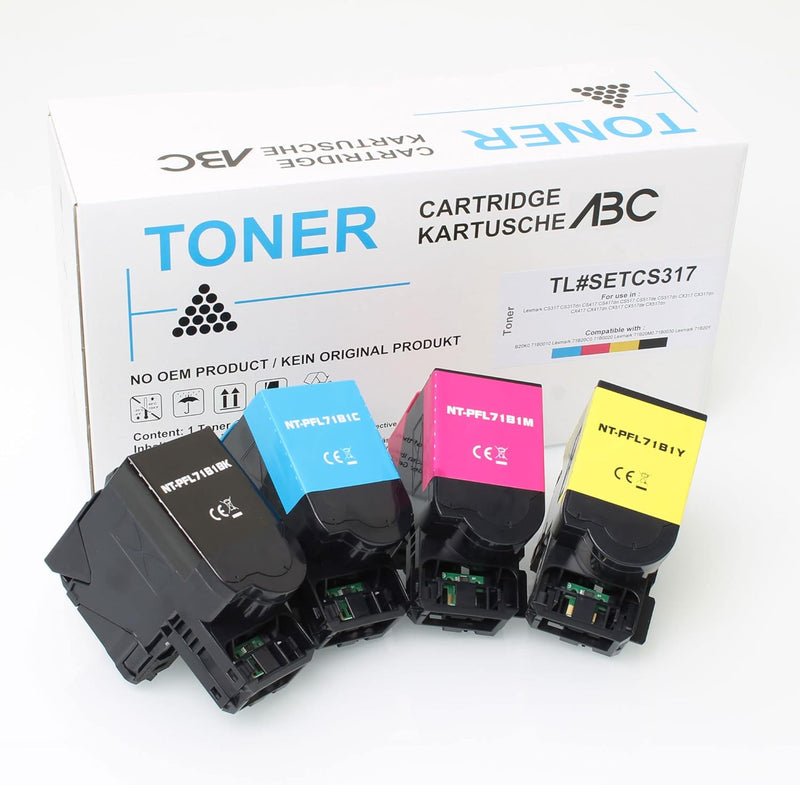 ABC Set 4X Alternativ Toner für Lexmark 71B2 K C M Y für Lexmark CS317 CS317dn CS417 CS417dn CS517 C