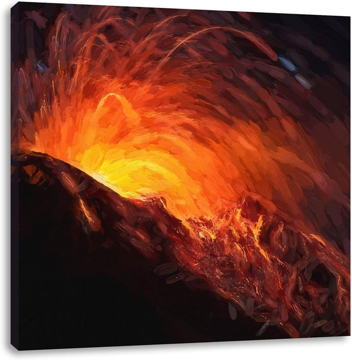 Pixxprint Vulkanausbruch als Leinwandbild/Grösse: 70x70 cm/Wandbild/Kunstdruck/fertig bespannt, 70x7
