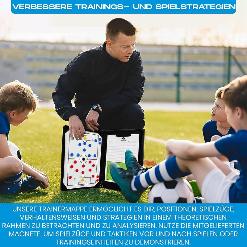 Sportacular Gear Coach-Mappe Fussball inkl. Taktiktafel und Zubehör | Trainermappe | Taktikmappe für