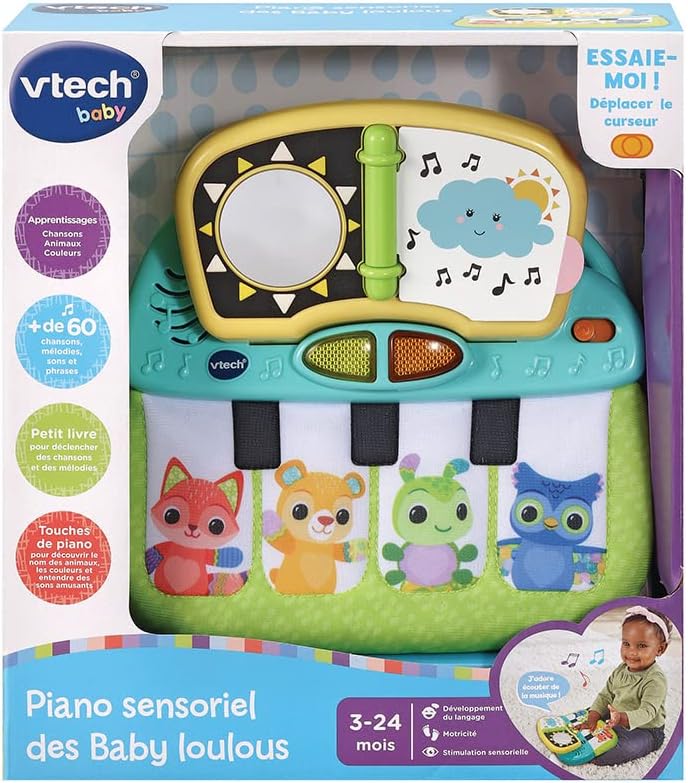 VTech - Sensorisches Klavier des Baby Loulous, interaktives Klavierspielzeug, 3/24 Monate, Version F
