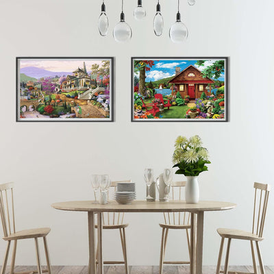 4 Pack Diamond Painting 4er set 50x40cm DIY 5D Diamant Malerei Malen nach Zahlen Garten Landschaft S