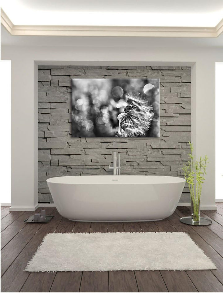 Pixxprint Marienkäfer auf Pusteblume als Leinwandbild/Grösse: 100x70 cm/Wandbild/Kunstdruck/fertig b