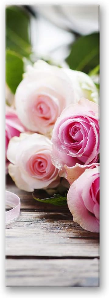 Feeby Wandbild Blumen Druckbild Leinwandbild rustikal Rosa 40x120 cm Leinwandbild 40x120 cm Rosa_b,