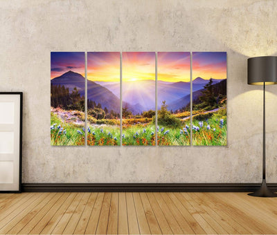 Bild Bilder auf Leinwand majestätischer Sonnenuntergang im Gebirgslandschaft hdr Bild Wandbild, Post