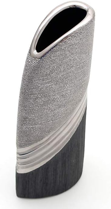 Dekohelden24 Edle Moderne Deko Designer Keramik Vase in Silber-grau hoch, Silbergrau, 25 cm Vase hoc