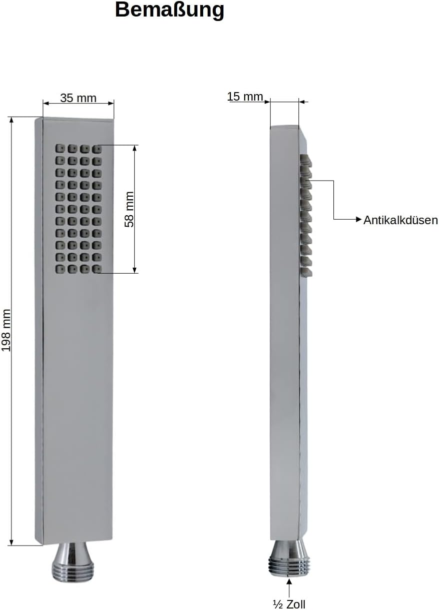 Qualitäts Handbrause aus Messing verchromt in Stabform