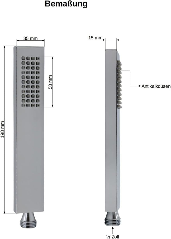 Qualitäts Handbrause aus Messing verchromt in Stabform