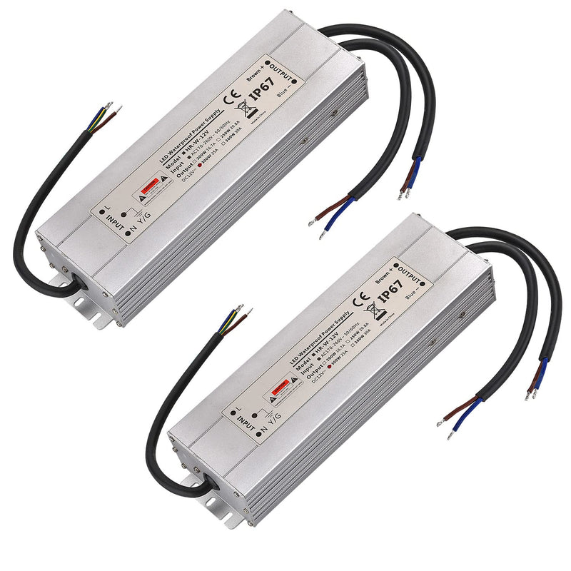 CPROSP 2er 12V LED Trafo 300w, Netzteil Treiber IP67 Wasserdicht, 0,5-300W für LED Leuchtmittel, Tra