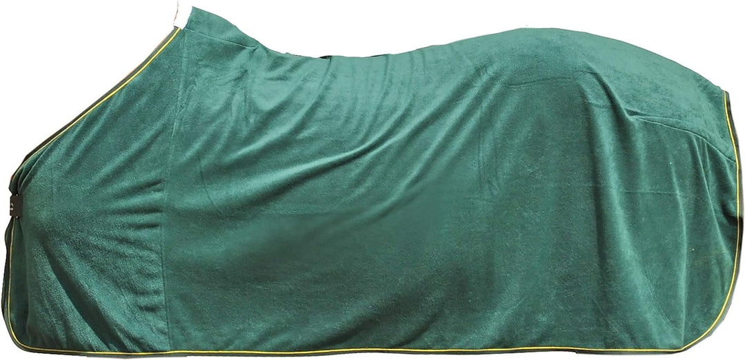 HKM 7901 Abschwitzdecke Polarfleece, Pferdedecke Weidedecke Stalldecke, 75-165 165 Grün / Gold, 165