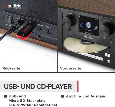 Audizio Naples - DAB Radio mit CD Player, Bluetooth, Internetradio WLAN, Fernbedienung, 60 Watt, UKW