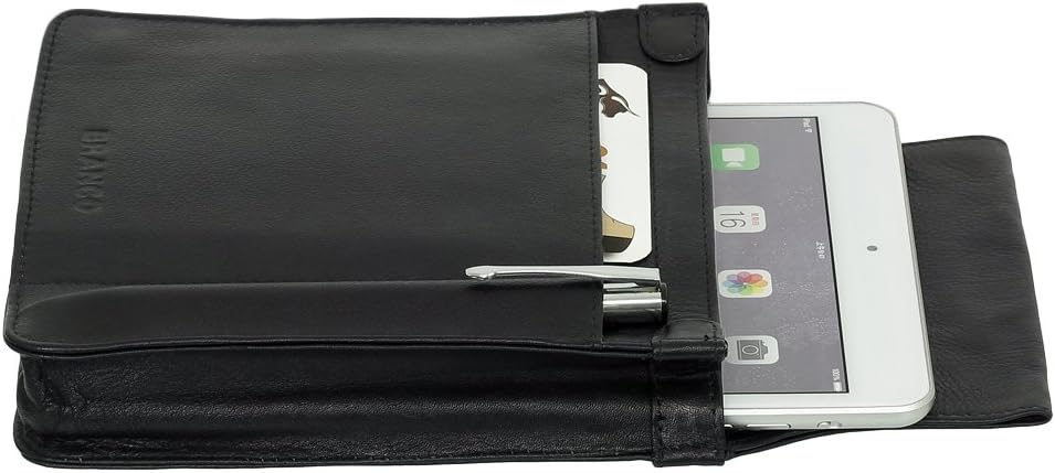 Ledershop24 Profi Leder Tablet-Kellnertasche passend für iPad mini bis 8 Zoll wahlweise mit Reissver