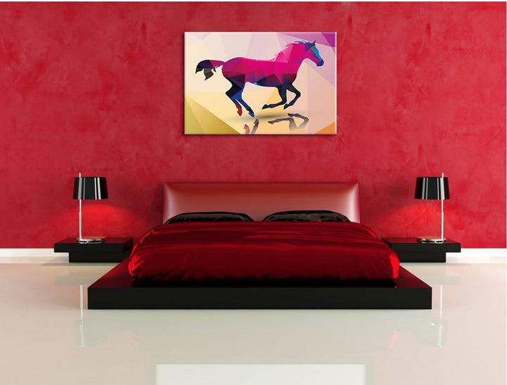 schönes Vector Pferd weiss, Format: 100x70 auf Leinwand, XXL riesige Bilder fertig gerahmt mit Keilr