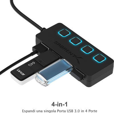 CHERRY ST-2100 Chipkartenleser & Sabrent USB HUB - 4-Port -USB 3.0 Hub mit einzelnen Power Schalter