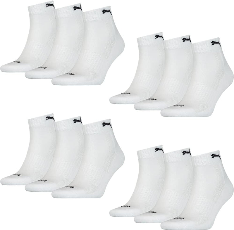 PUMA Cushioned Quarter Socks 12er Pack, white, 43-46