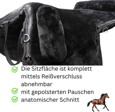 AMKA Reitsattel Kunstfellsattel Teddyfell baumloser Sattel Reitpad