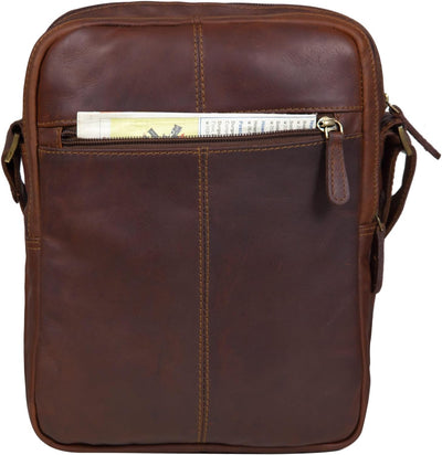 STILORD 'Irving' Vintage Leder Tasche Braun klein Umhängetasche für 10,1 Zoll und iPad Tablettasche