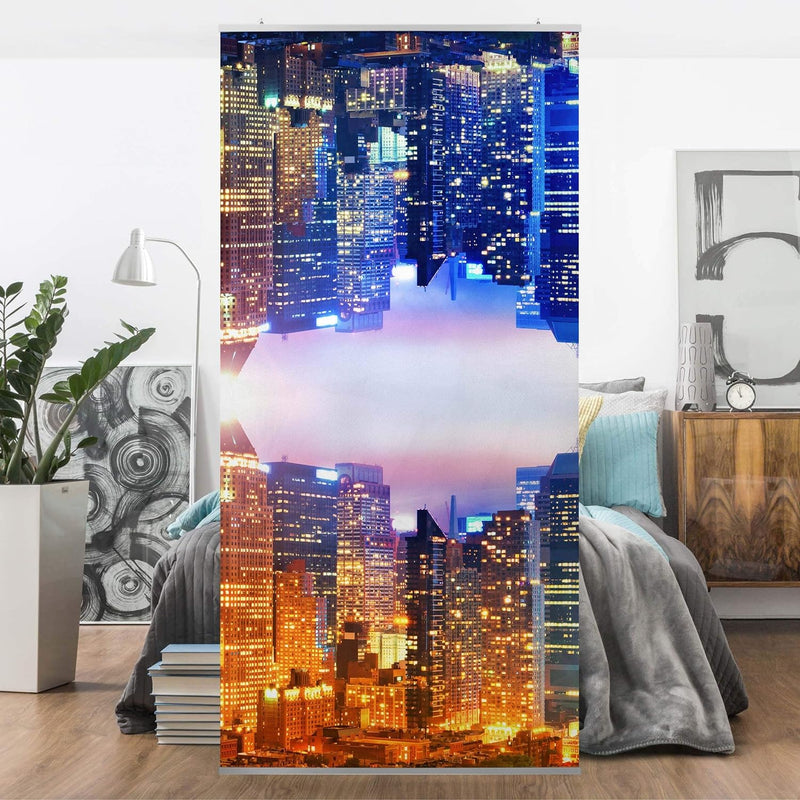 Bilderwelten Raumteiler New York City Lights Spiegelung 250x120cm ohne Halterung 250 x 120cm ohne Ha