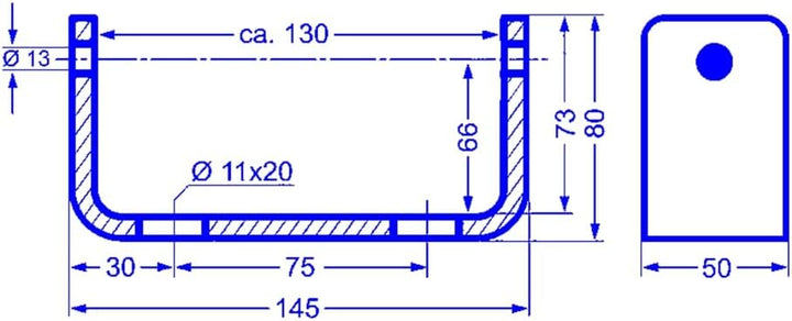 Kielrollenhalter für 130mm Kielrolle/Kielrollen ohne Achse/Schraube
