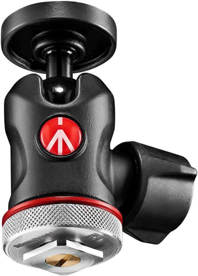 Manfrotto 492LCD Kugelkopf Micro (mit Blitzschuh für Monitor, LED, Mikrofon, Action-Kamera und Zubeh