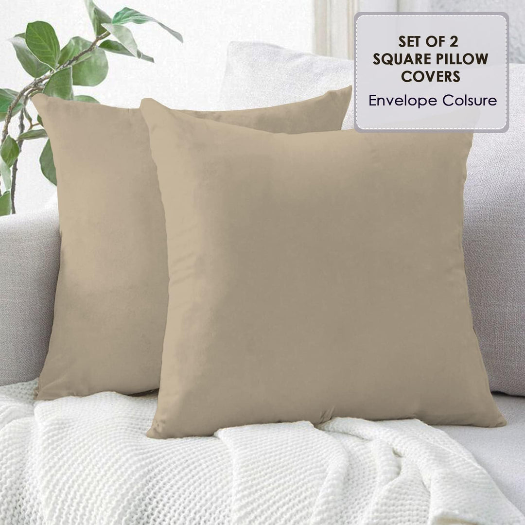 Pizuna Luxuriöser Soft-Satin 2er Pack Kissenbezug 80 x 80 cm Einfach Taupe, 800 Fadenzahl Baumwolle