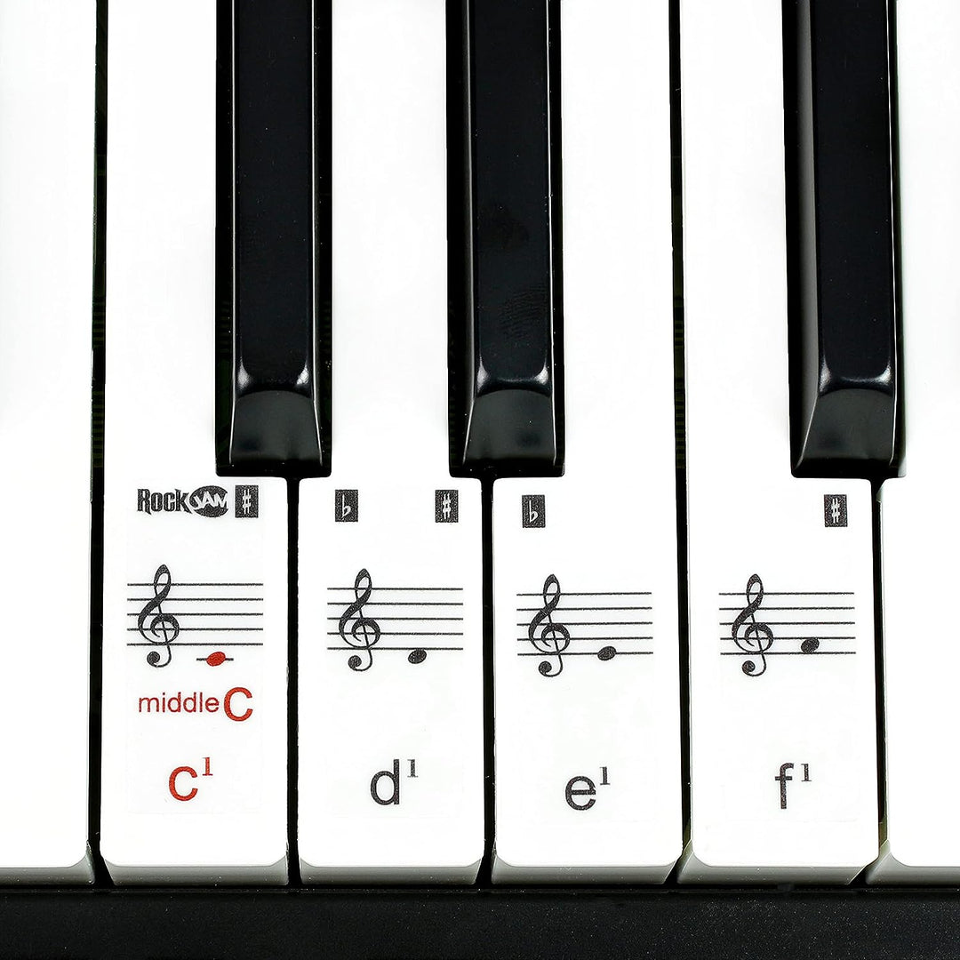 Rockjam RJ640 61 Tastaturklavier mit Notenständer, Klaviernotenaufklebern und einfach Klavierunterri