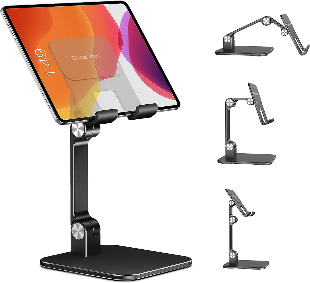elitehood Aluminum iPad Ständer Höhenverstellbar, Verstellbar Höhe iPad Halterung Tisch, Klappbar Ta