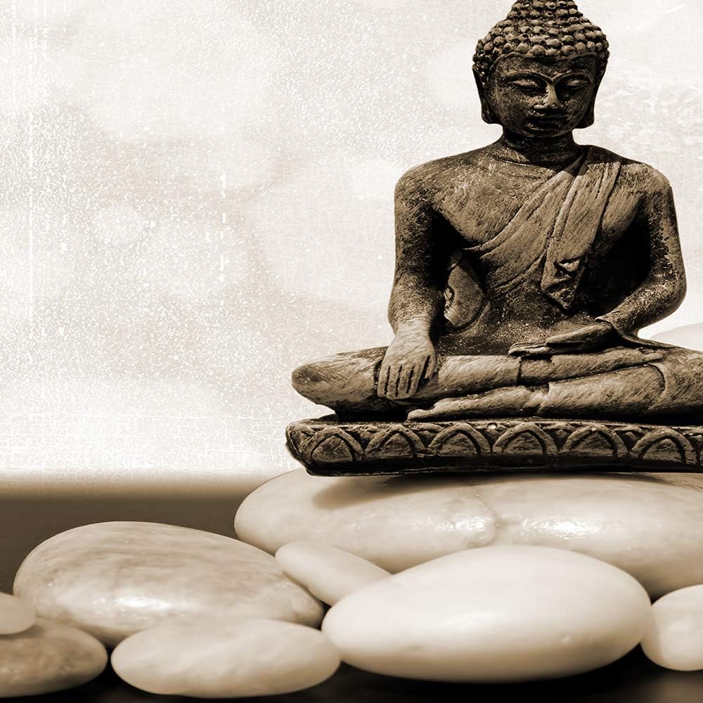 Feeby Bilder Buddha 300x140 cm Leinwandbild 5 Teilig XXL Kunstdruck modern relax braun Leinwandbild