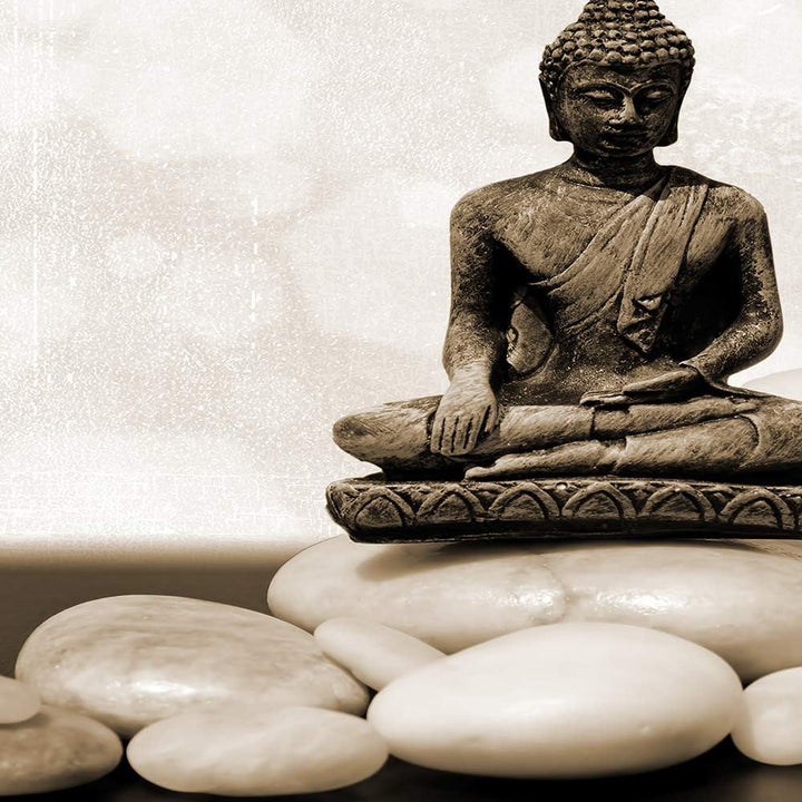 Feeby Bilder Buddha 300x140 cm Leinwandbild 5 Teilig XXL Kunstdruck modern relax braun Leinwandbild