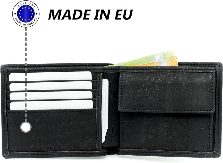 Locklair Herren Geldbörse aus veganem Korkleder, Männer Portemonnaie mit RFID-Schutz, Vegan Wallet,