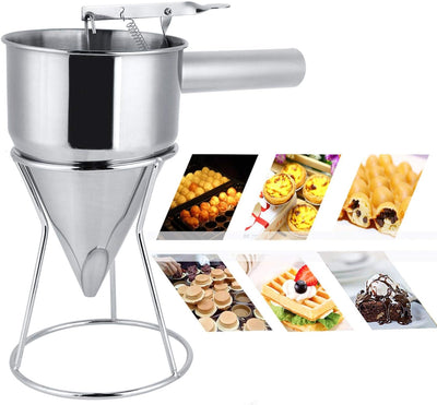 Pancake Batter Dispenser aus Edelstahl, Trichterspender mit Ständer für Takoyaki und Backen