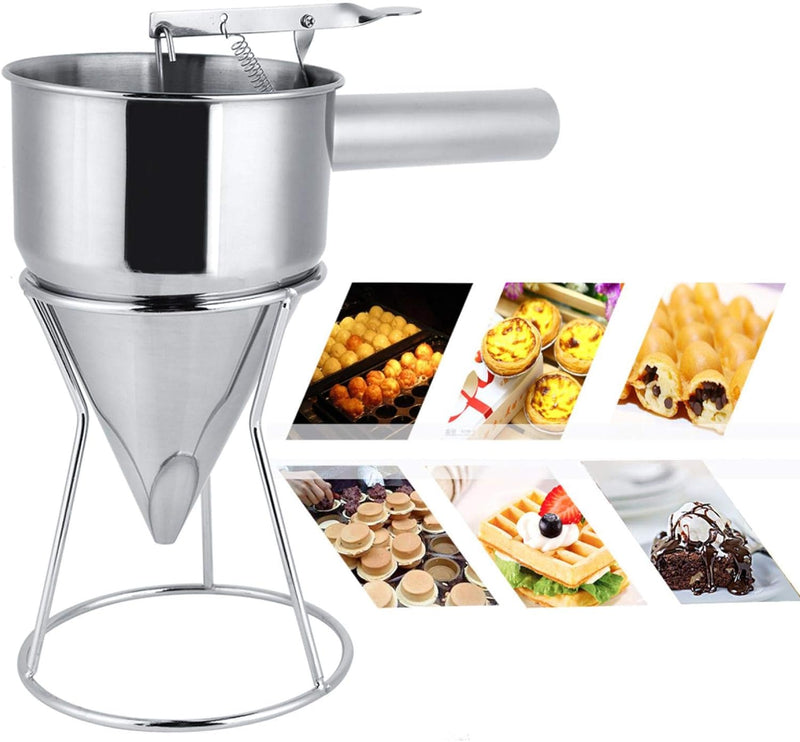 Pancake Batter Dispenser aus Edelstahl, Trichterspender mit Ständer für Takoyaki und Backen