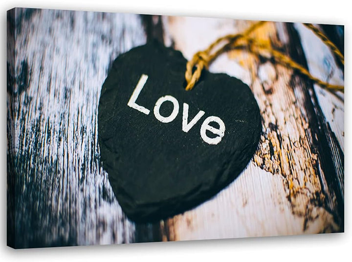 Feeby Vlies Leinwandbild Herz-Inschrift Liebe 100x70 cm Wanddeko Design Kunstdruck Zimmerdeko Bilder