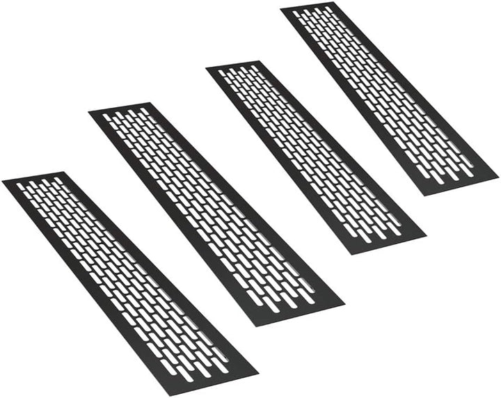 sossai® Aluminium Lüftungsgitter - Alucratis (4 Stück) | Rechteckig - Masse: 48 x 8 cm | Farbe: Schw