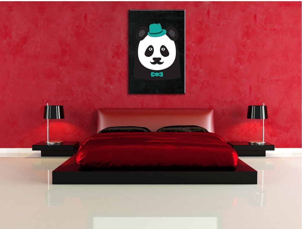Pixxprint Hipster Panda als Leinwandbild/Grösse: 100x70 cm/Wandbild/Kunstdruck/fertig bespannt 70x10